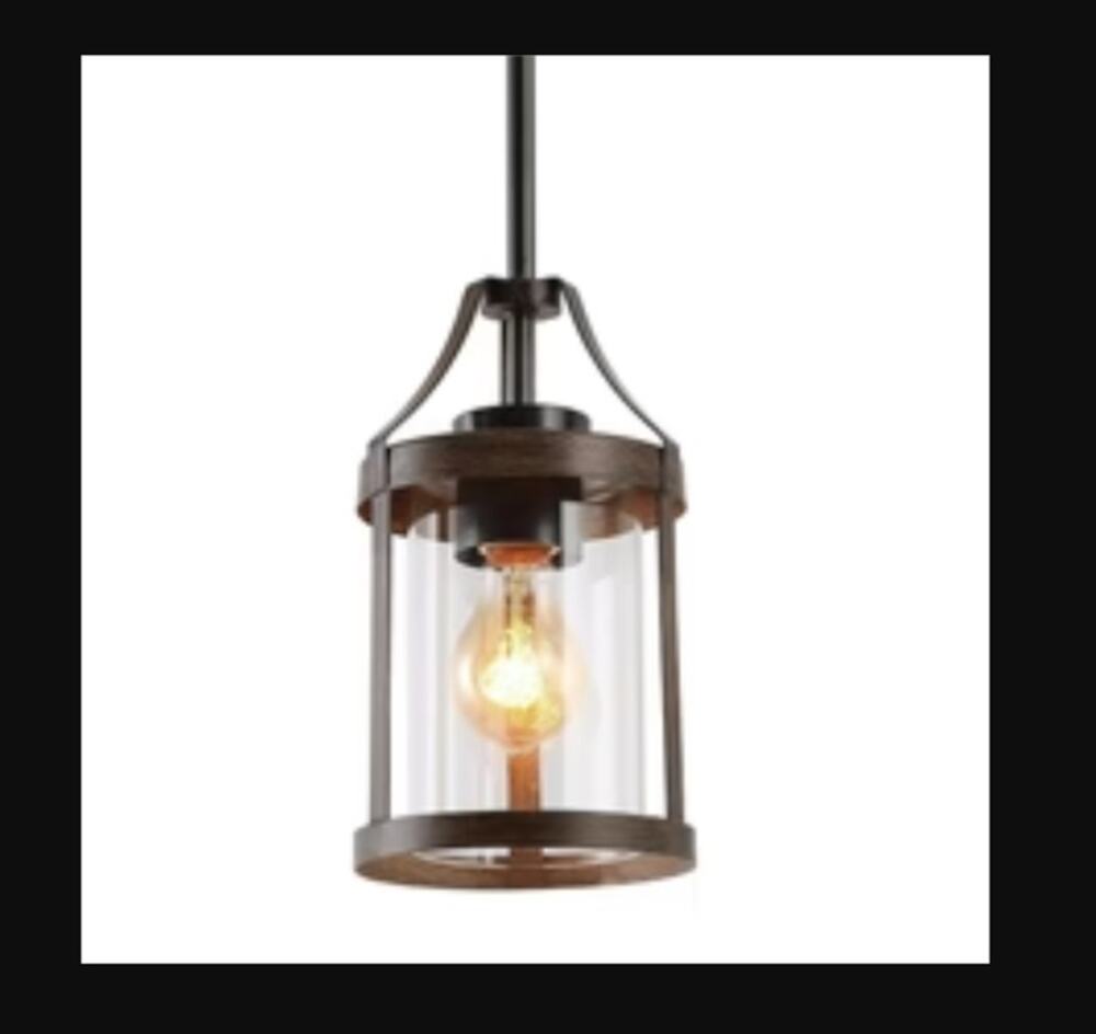 Sturgeon 1-Light Mini Wood Farmhouse Pendant Light Fixtures new